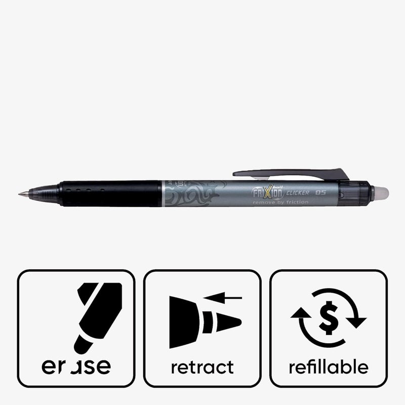 قلم حبر جاف بايلوت فريكسون كليكر، حجم رأس 0.5 مم، أسود - عبوة من 05